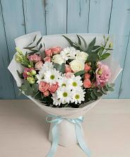 Букет цветов из:  Розы, Лизиантусы и Хризантемы в Нефедьево
