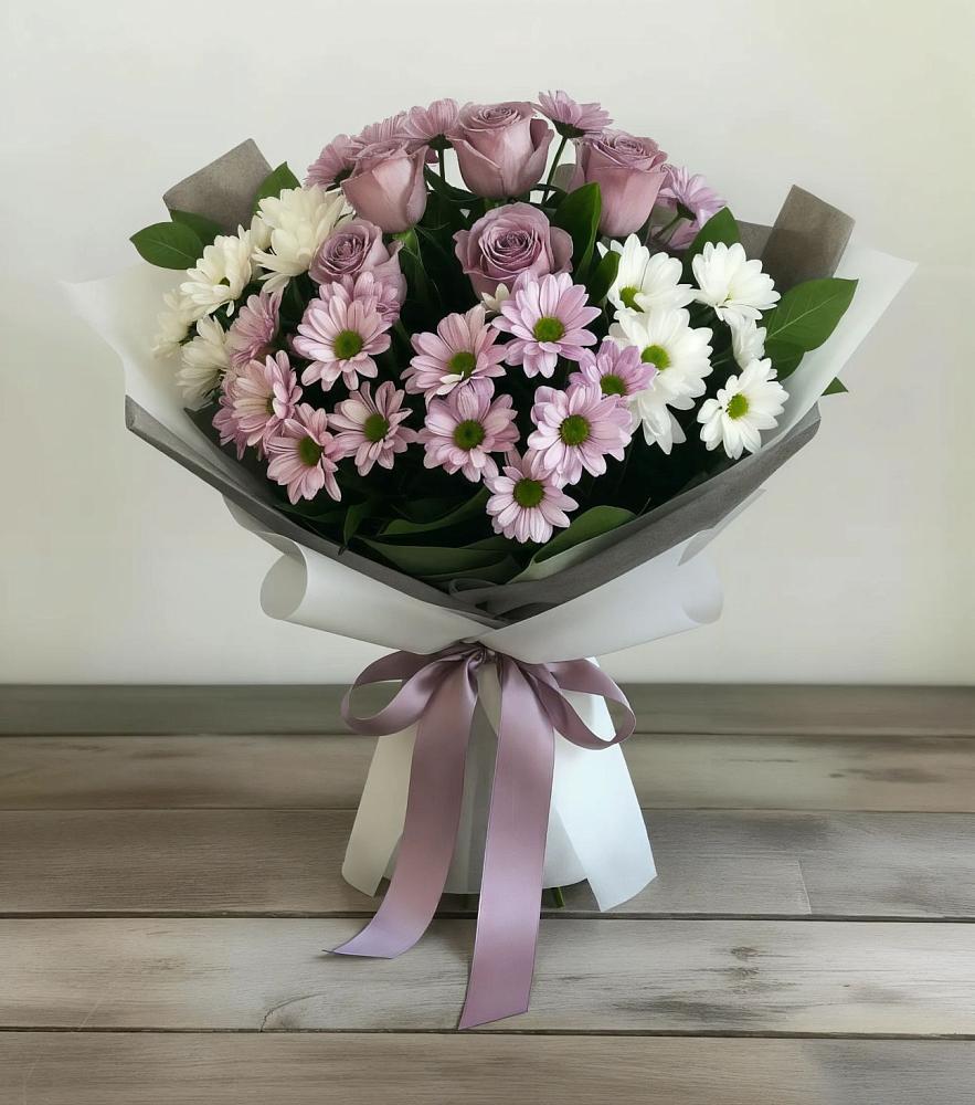 Букет цветов из: Хризантемы и Розы в Нефедьево