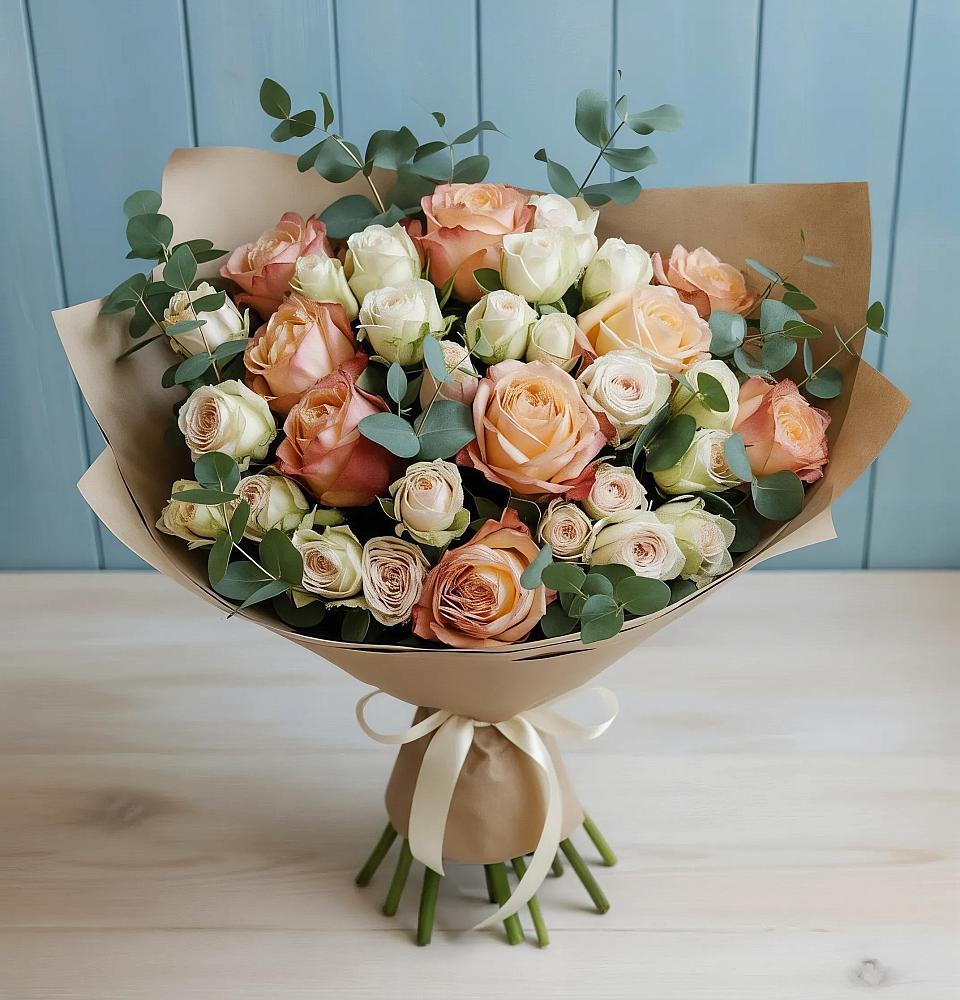 Букет цветов из: Альстромерии и Розы в Нефедьево
