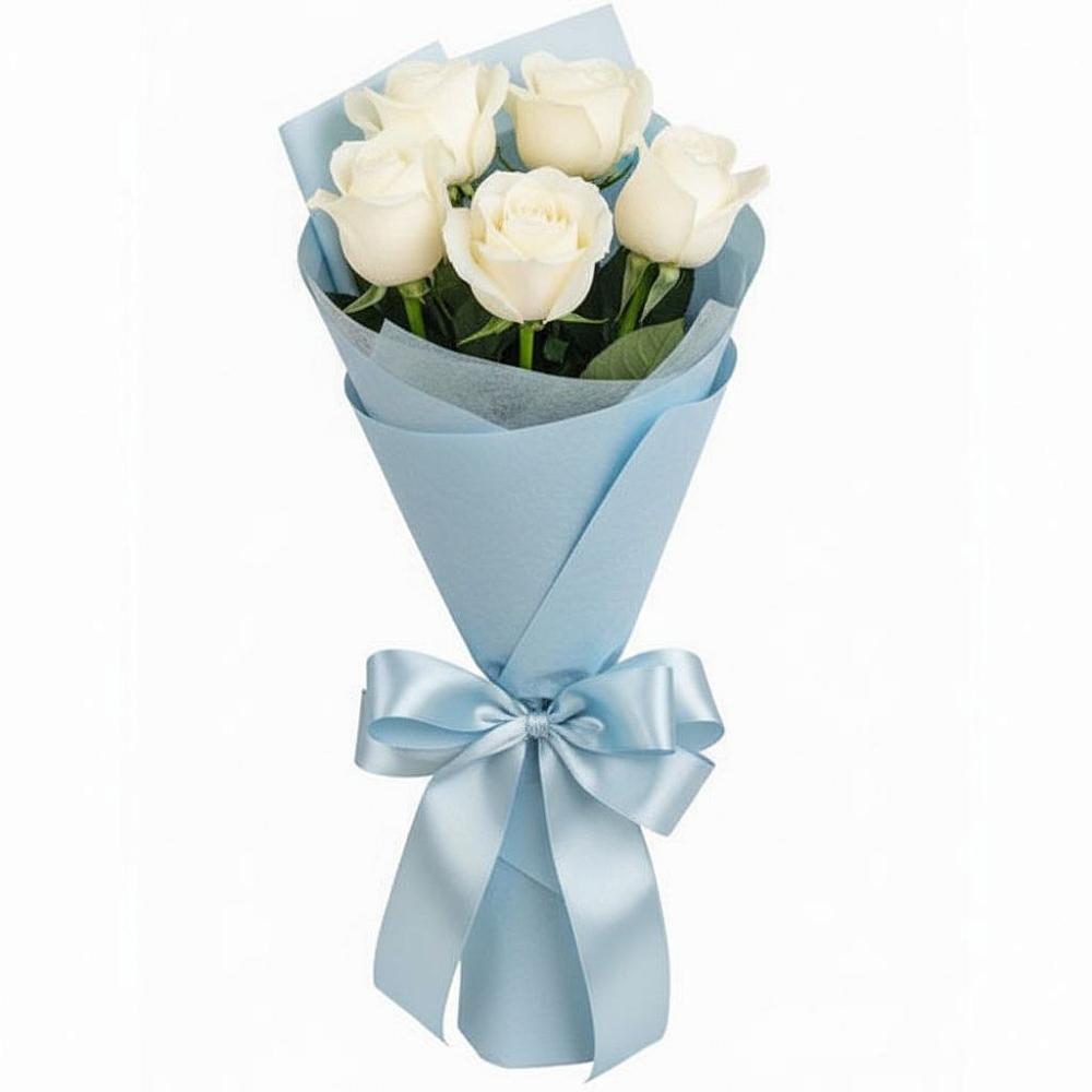 Букет 5 Белых роз Проуд в Нефедьево
