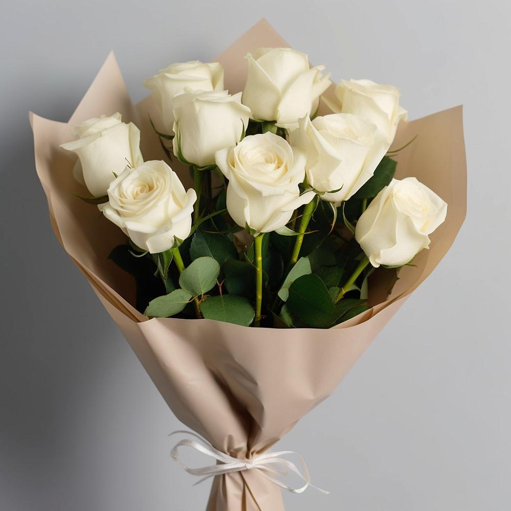 Букет 9 Белых роз Эдлесс Лав в Нефедьево