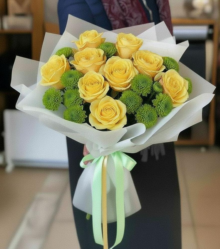 Букет цветов из: Хризантемы и Розы в Нефедьево