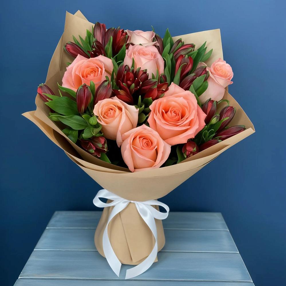 Букет цветов из: Розы и Альстромерии в Нефедьево