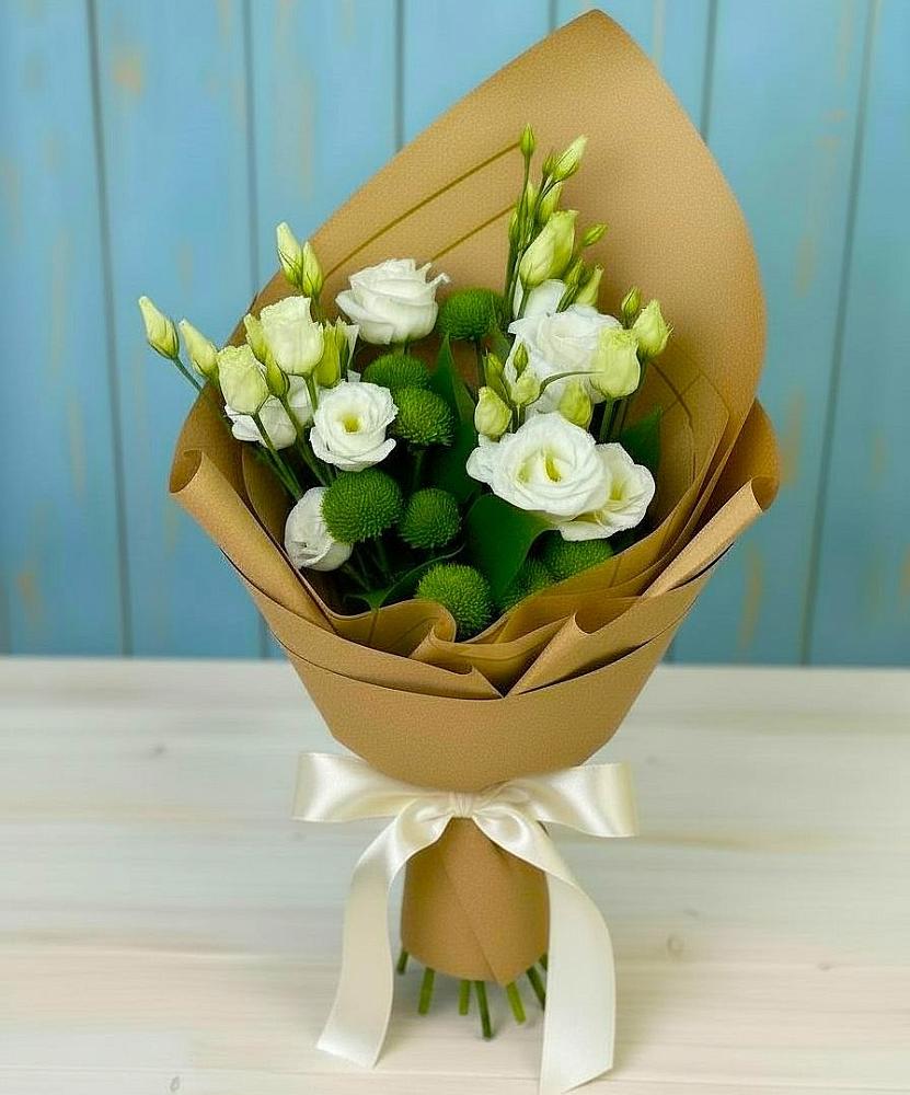 Букет цветов из: Хризантемы и Лизиантусы в Нефедьево