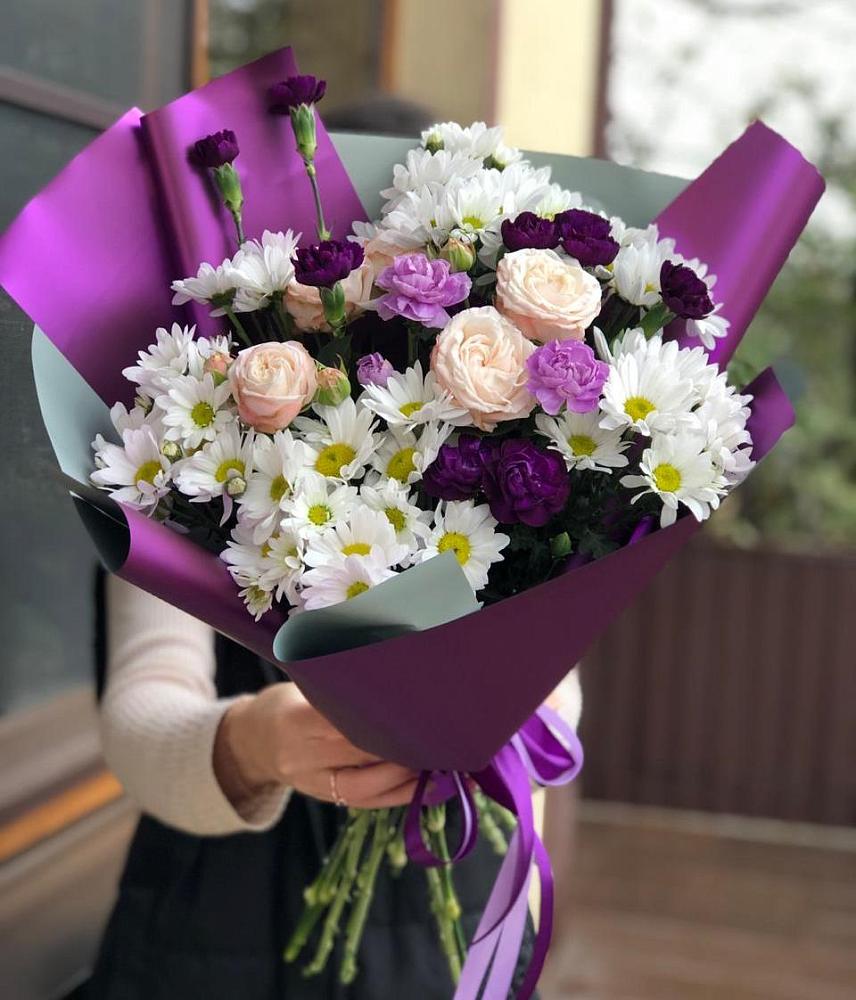 Букет цветов из: Хризантемы, Гвоздики и Розы в Нефедьево