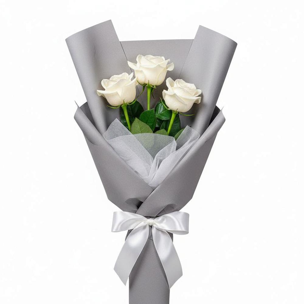Букет 3 белые розы в Нефедьево