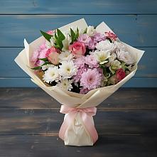 Букет цветов из:  Хризантемы, Альстромерии и Розы в Нефедьево