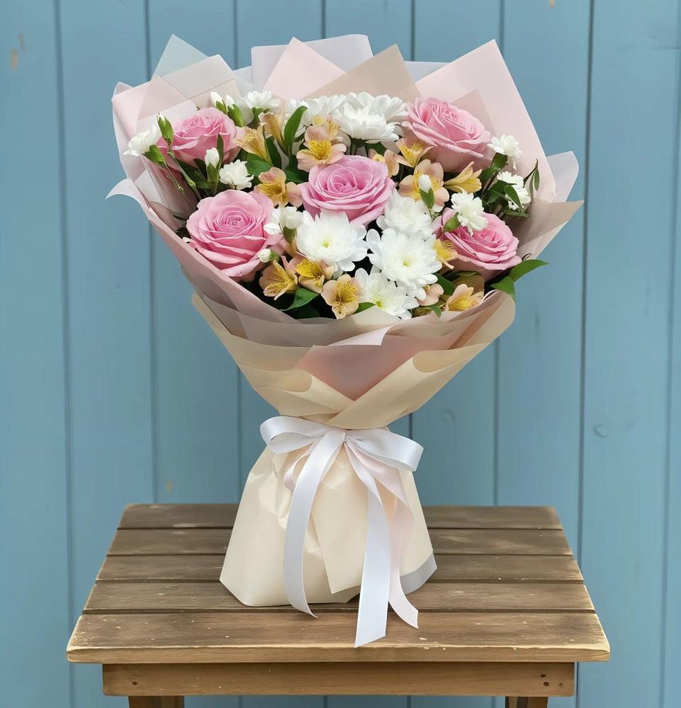 Букет цветов из: Гвоздики, Орхидеи и Розы в Нефедьево