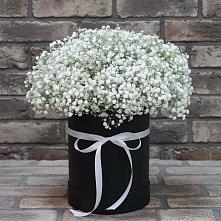 Цветочная композиция из Гипсофила в шляпной коробке в Нефедьево