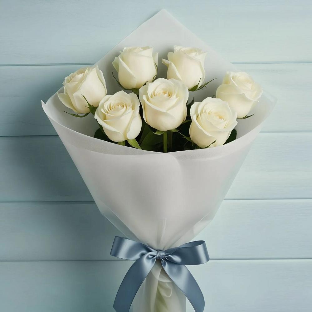 Букет 7 Белых роз Эдлесс Лав в Нефедьево